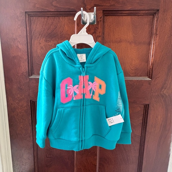GAP Other - NWT GAP Kids 2T Vibrant Teal Blue Full Zip Hoodie w Gorgeous Logo Overlay